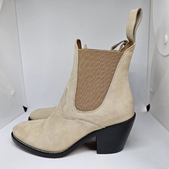Chloe Calfskin Suede Ankle Boot Biscotti Beige Size 36 - Picture 14 of 16